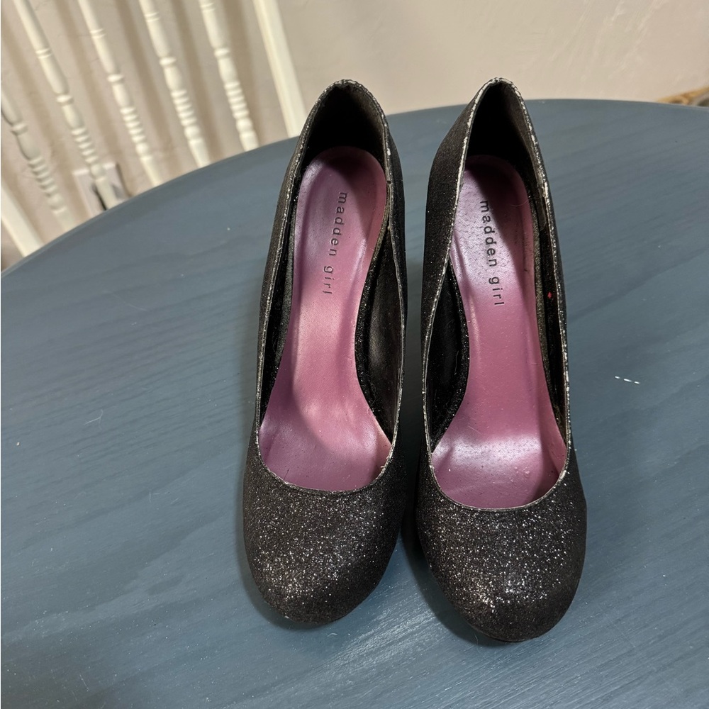 Madden Girl Black Sparkle Stiletto Heels
